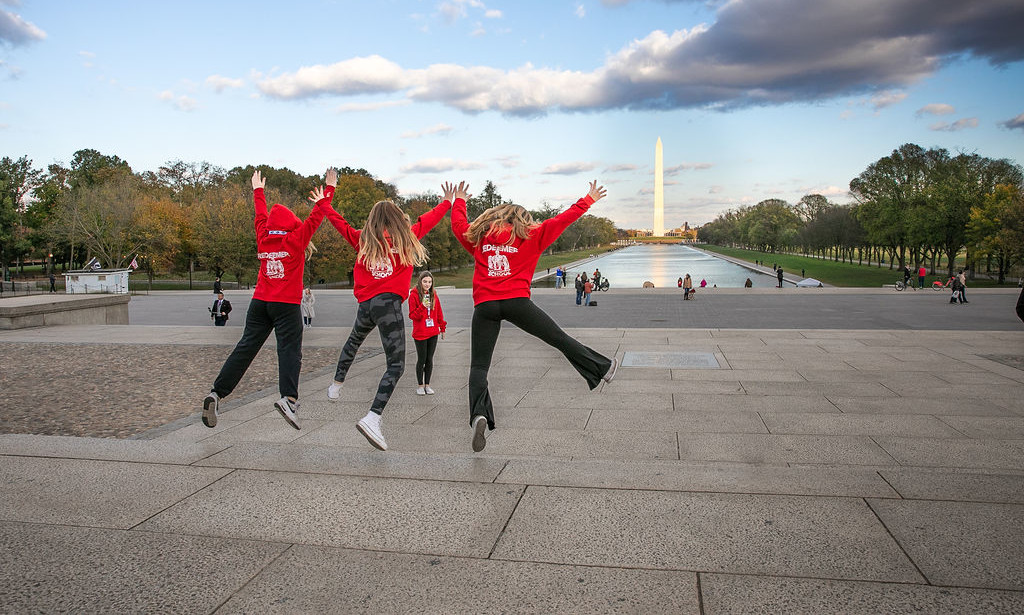 Students jumping